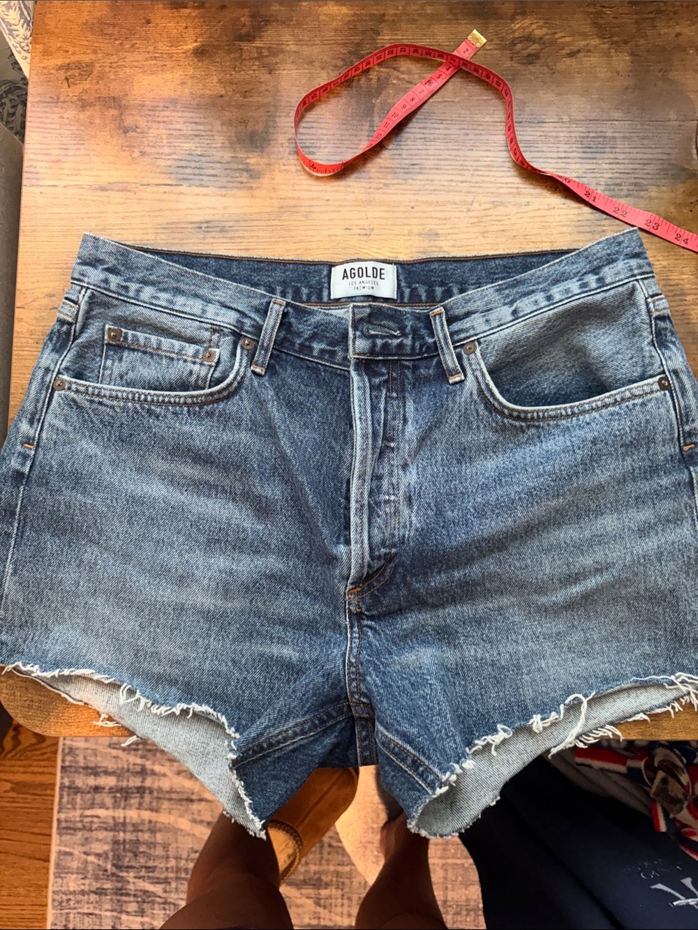 AGOLDE Vintage Faded Blue High-Rise Cutoff Denim Shorts